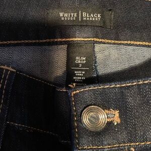 White House Black Market Dark Denim Slim Crop Pants